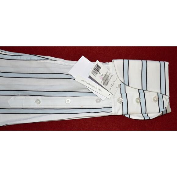 A6 NWT EQUIPMENT White W/Blue Striped Essential L/S Neapolitan Cuff Shirt Sz S - Picture 6 of 7
